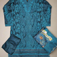 MB Teal Blue Laser-Cut Chikan Embroidery with Floral Dupatta