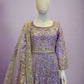 HSY Lavender Purple Pearl & Stone Hand‑Embellished Maxi Dress