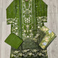 BRQ forest green floral print laser-cut embroidery cotton shalwar kameez