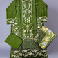 BRQ forest green floral print laser-cut embroidery cotton shalwar kameez