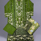 BRQ forest green floral print laser-cut embroidery cotton shalwar kameez