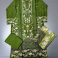 BRQ forest green floral print laser-cut embroidery cotton shalwar kameez