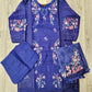 MB deep indigo and candy red laser-cut embroidered cotton shalwar kameez