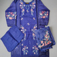 MB deep indigo and candy red laser-cut embroidered cotton shalwar kameez