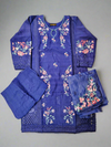 MB deep indigo and candy red laser-cut embroidered cotton shalwar kameez