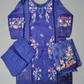 MB deep indigo and candy red laser-cut embroidered cotton shalwar kameez