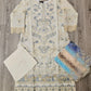 BRQ off-white and blue grey floral print laser-cut embroidery cotton shalwar kameez