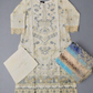 BRQ off-white and blue grey floral print laser-cut embroidery cotton shalwar kameez