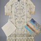 BRQ off-white and blue grey floral print laser-cut embroidery cotton shalwar kameez