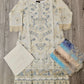BRQ off-white and blue grey floral print laser-cut embroidery cotton shalwar kameez