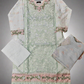 BRQ robin egg blue and salmon pink laser-cut chikan embroidery cotton shalwar kameez