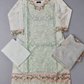 BRQ robin egg blue and salmon pink laser-cut chikan embroidery cotton shalwar kameez