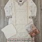 BRQ white and salmon pink laser-cut chikan embroidery cotton shalwar kameez
