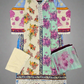 SS cream white and seafoam green colour floral print cotton shalwar kameez