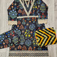 MB black and cobalt blue colour floral print cotton shalwar kameez