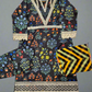MB black and cobalt blue colour floral print cotton shalwar kameez