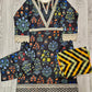 MB black and cobalt blue colour floral print cotton shalwar kameez