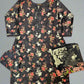 IZK black and crimson red colour floral print cotton shalwar kameez