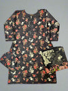 IZK black and crimson red colour floral print cotton shalwar kameez