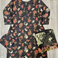 IZK black and crimson red colour floral print cotton shalwar kameez