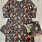 IZK black and crimson red colour floral print cotton shalwar kameez