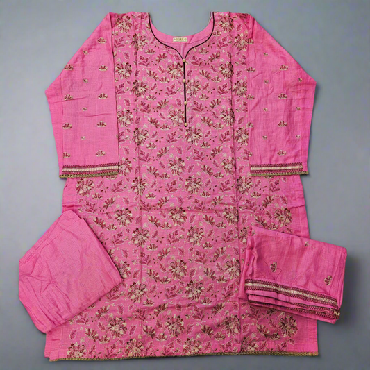 Orchid Pink Khaddar Winter Shalwar Kameez | Thread Embroidery | Sizes 3XL-4XL