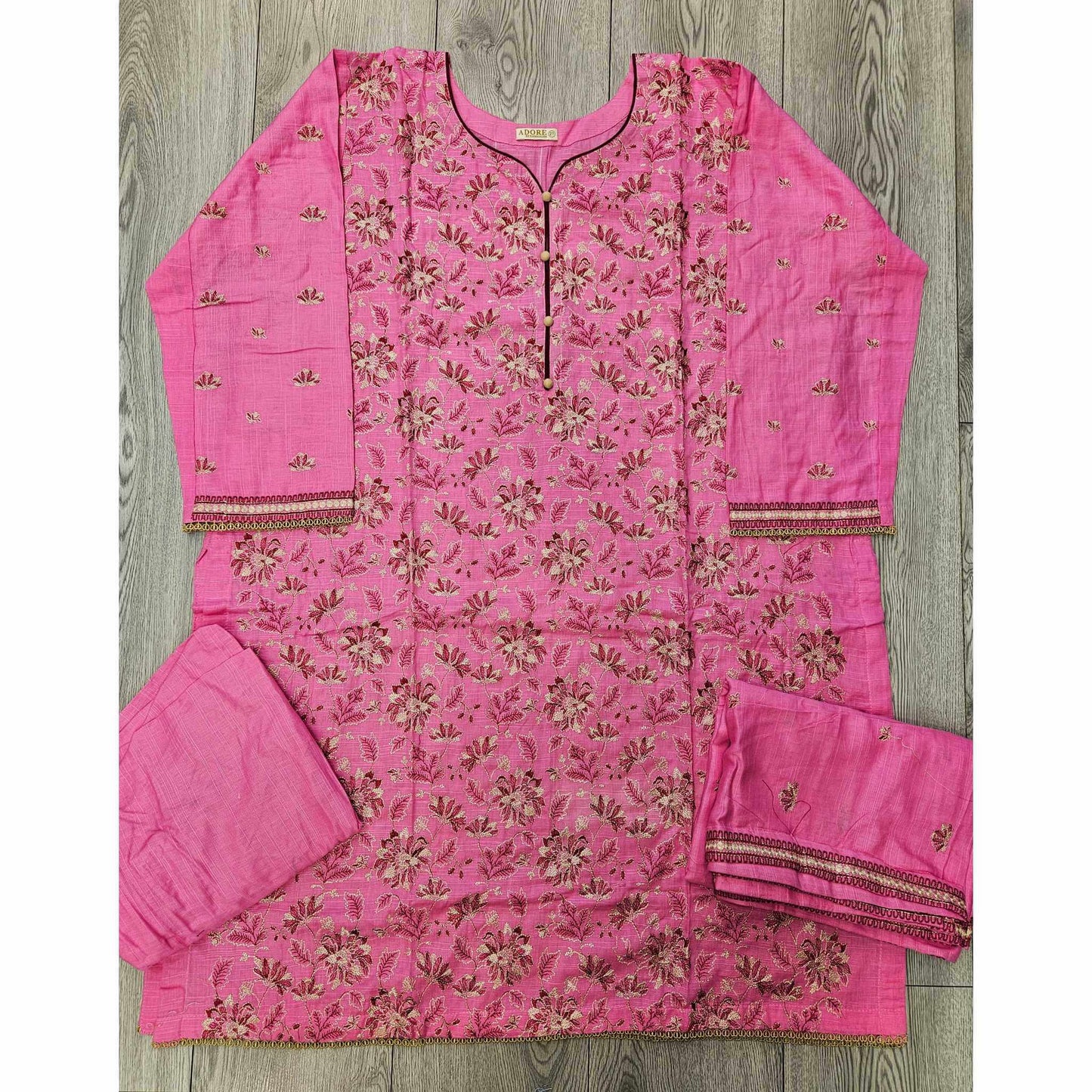 Orchid Pink Khaddar Winter Shalwar Kameez | Thread Embroidery | Sizes 3XL-4XL