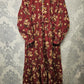 Women's Casual Cotton Dress - Maroon and Beige Floral Print Summer Holiday Vacation Dress