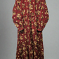 Women's Casual Cotton Dress - Maroon and Beige Floral Print Summer Holiday Vacation Dress