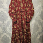 Women's Casual Cotton Dress - Maroon and Beige Floral Print Summer Holiday Vacation Dress