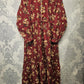 Women's Casual Cotton Dress - Maroon and Beige Floral Print Summer Holiday Vacation Dress