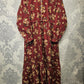 Women's Casual Cotton Dress - Maroon and Beige Floral Print Summer Holiday Vacation Dress
