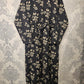 Women's Casual Cotton Dress - Black and Cream Floral Print Summer Holiday Vacation Dress