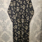 Women's Casual Cotton Dress - Black and Cream Floral Print Summer Holiday Vacation Dress