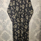 Women's Casual Cotton Dress - Black and Cream Floral Print Summer Holiday Vacation Dress