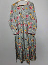 Women's Casual Cotton Dress - Sage and Peach Floral Print Summer Holiday Vacation Dress