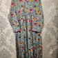 Women's Casual Cotton Dress - Sage and Peach Floral Print Summer Holiday Vacation Dress
