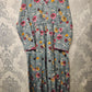 Women's Casual Cotton Dress - Sage and Peach Floral Print Summer Holiday Vacation Dress
