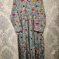 Women's Casual Cotton Dress - Sage and Peach Floral Print Summer Holiday Vacation Dress