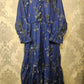Women's Casual Cotton Dress - Navy Blue and Grey Floral Print Summer Holiday Vacation Dress