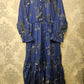 Women's Casual Cotton Dress - Navy Blue and Grey Floral Print Summer Holiday Vacation Dress