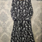 Women's Casual Cotton Dress - Black and White Floral Print Summer Holiday Vacation Dress
