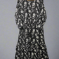 Women's Casual Cotton Dress - Black and White Floral Print Summer Holiday Vacation Dress
