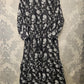 Women's Casual Cotton Dress - Black and White Floral Print Summer Holiday Vacation Dress