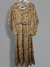 Women's Casual Cotton Dress - Wheat Floral Print Summer Holiday Vacation Dress