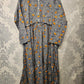 Women's Casual Cotton Dress - Grey Blue Orange Floral Print Summer Holiday Vacation Dress