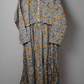 Women's Casual Cotton Dress - Grey Blue Orange Floral Print Summer Holiday Vacation Dress