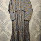 Women's Casual Cotton Dress - Grey Blue Orange Floral Print Summer Holiday Vacation Dress