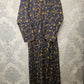 Women's Casual Cotton Dress - Navy Blue & Yellow Floral Print Summer Holiday Vacation Dress