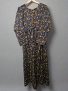 Women's Casual Cotton Dress - Navy Blue & Yellow Floral Print Summer Holiday Vacation Dress